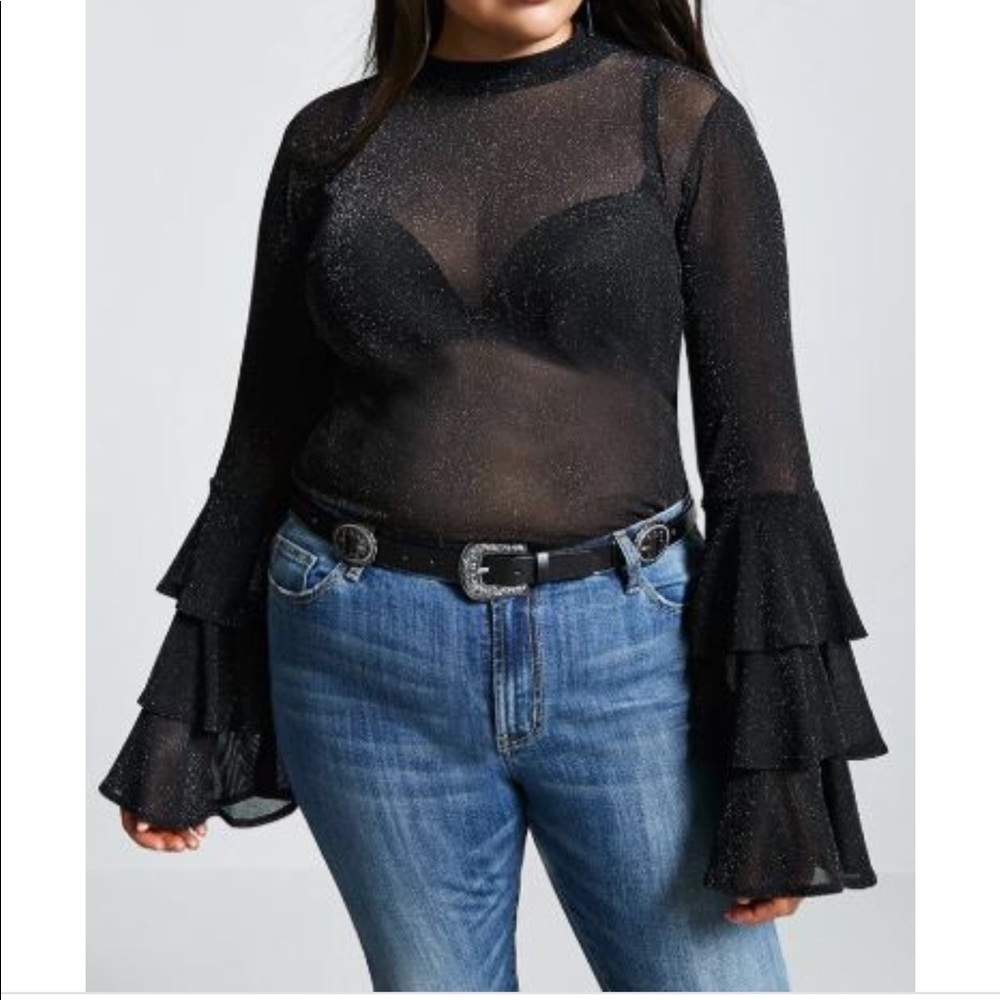 Forever 21 Plus Mesh Metallic Top